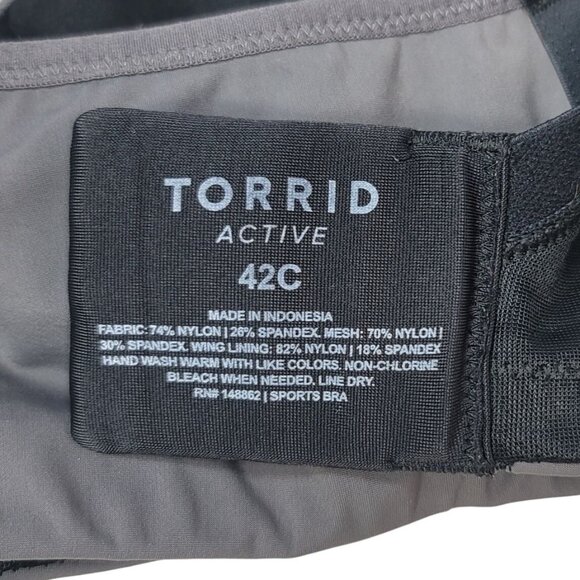 Torrid Active Underwire Sports Bra Gray Black 42C Full Coverage Adjustable Strap - Picture 9 of 9